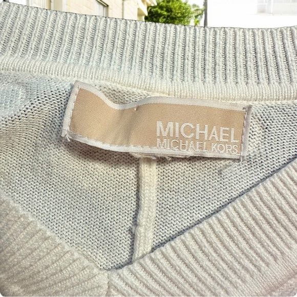 MICHAEL Michael Kors Ivory / White V-Neck Poncho With Gold Ring Embellishments - Picture 3 of 11